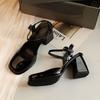 One-word High Heels Square Head Single Shoes Women's Shoes 2025 Spring and Summer New Thick Heel Mary Jane Bag Head Sandals Women