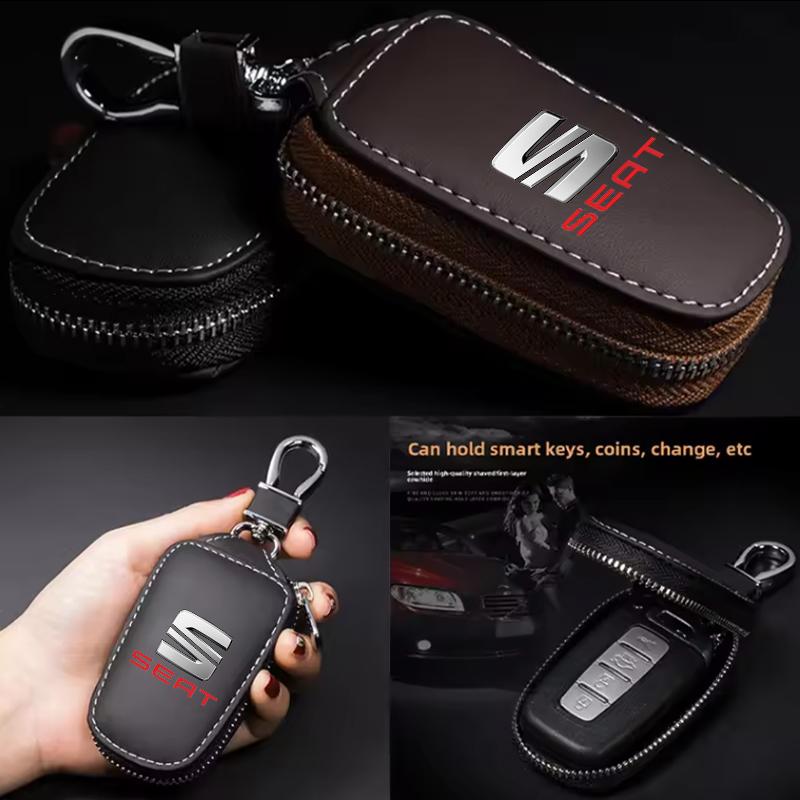 Car Keychain Bag Housekeeper Zipper Organizer Key Case For Seat Leon Ibiza Alhambra Exeo Altea Arona Mii IBL Car Accessories