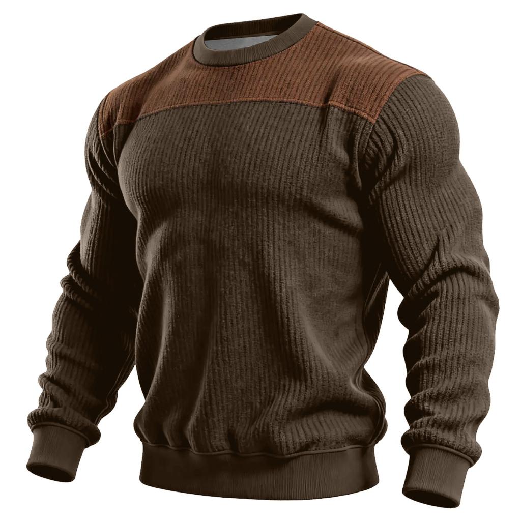 Men's Colorblock Round Neck Long Sleeve Tops Men's Sports Large Size Casual Round Neck Tops