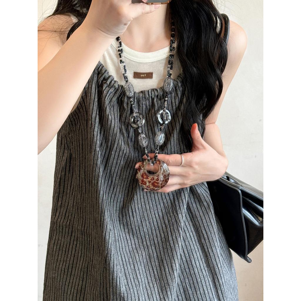 Пластиковое стекло леопардовый принт круглый кулон ожерелье нишевый этнический стиль темперамент ключичная цепочка модная личность универсальные украшения