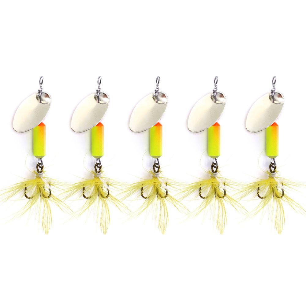 5 шт. комплект приманок для ловли форели, приманки для спиннербейта с петушиным хвостом, металлические ложки для рыбалки, пресноводная приманка для плавания, разнообразный набор для окуня