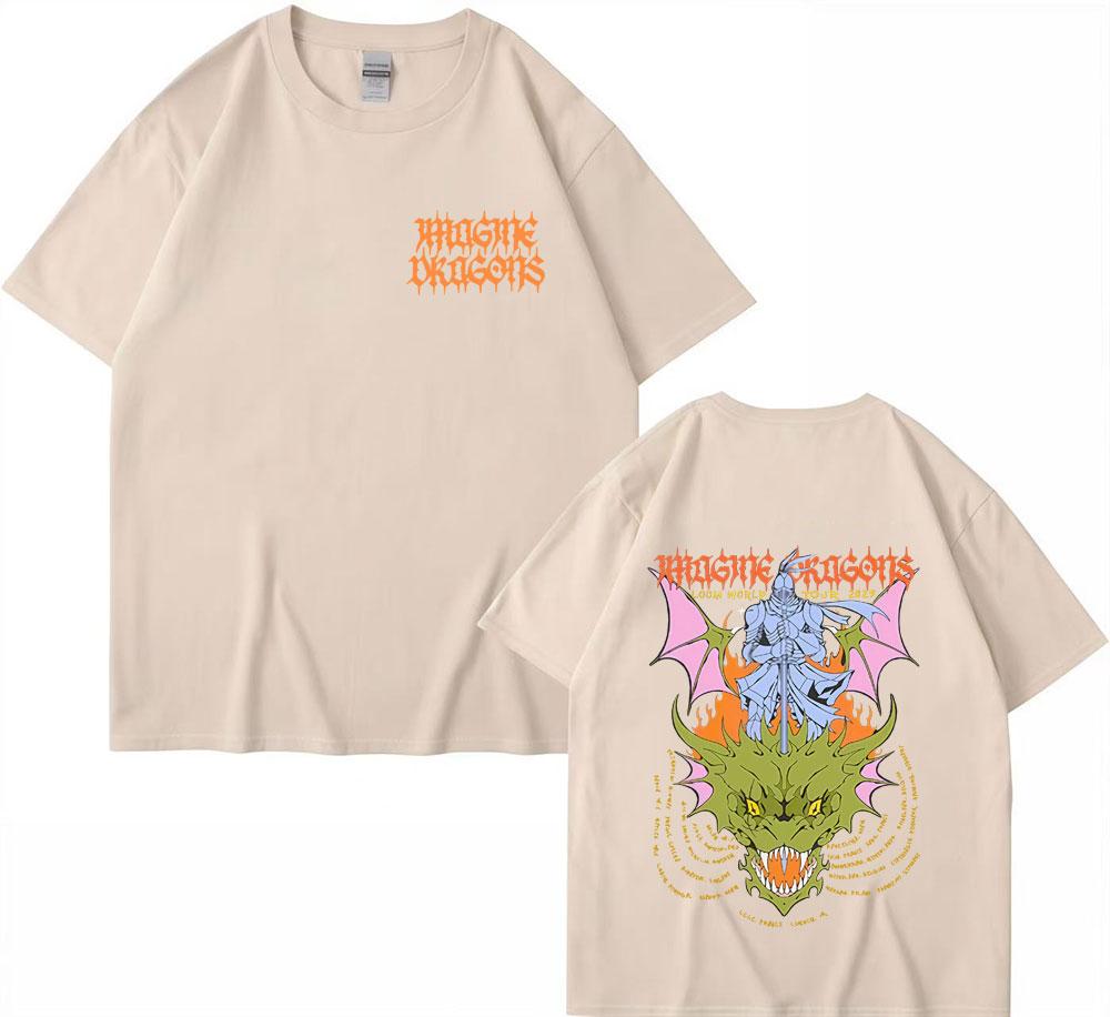 Imagine Dragons KNIGHT DRAGON World Tour Merch Tshirt Men Women Harajuku Aesthetic Hip Hop Tops T Shirts Summer Comfort T Shirt