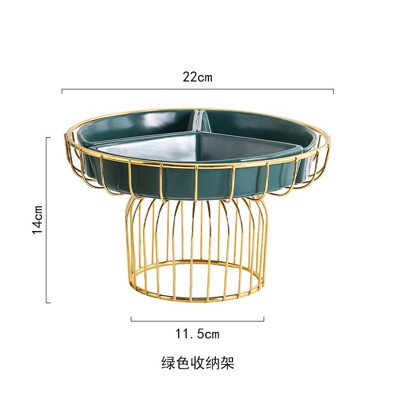 Керамика Высокие ножки Фруктовая тарелка Кованое желе Фруктовая корзина Три секции Блюдо для закусок Домашняя конфетница Поднос для закусок Декоративная посуда