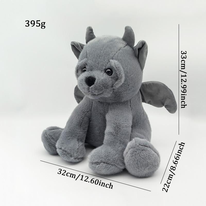Gargoyle Teddy Bear Plush Stone Demon Stuffed Animal Gothic Halloween Decor Cute Soft Toy, 12 Inch