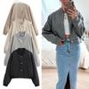 Cropped Bomber Jackets for Women Autumn Long Sleeve Baseball Jacket Woman Fashion Winter Button Aviator Jackets Streetwear