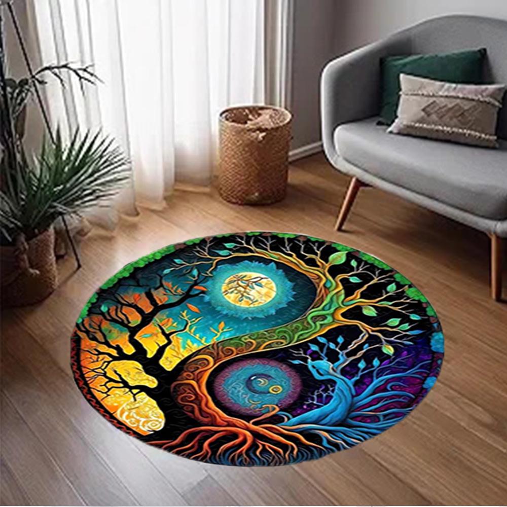 1pc Yin Yang Tree Design Non Slip Home Carpet Living Room Decoration Gift Idea
