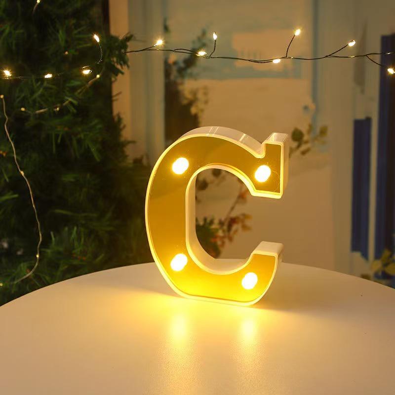 Золотые LED Зеркальные Буквы - Романтический День Рождения и Праздничный Декор