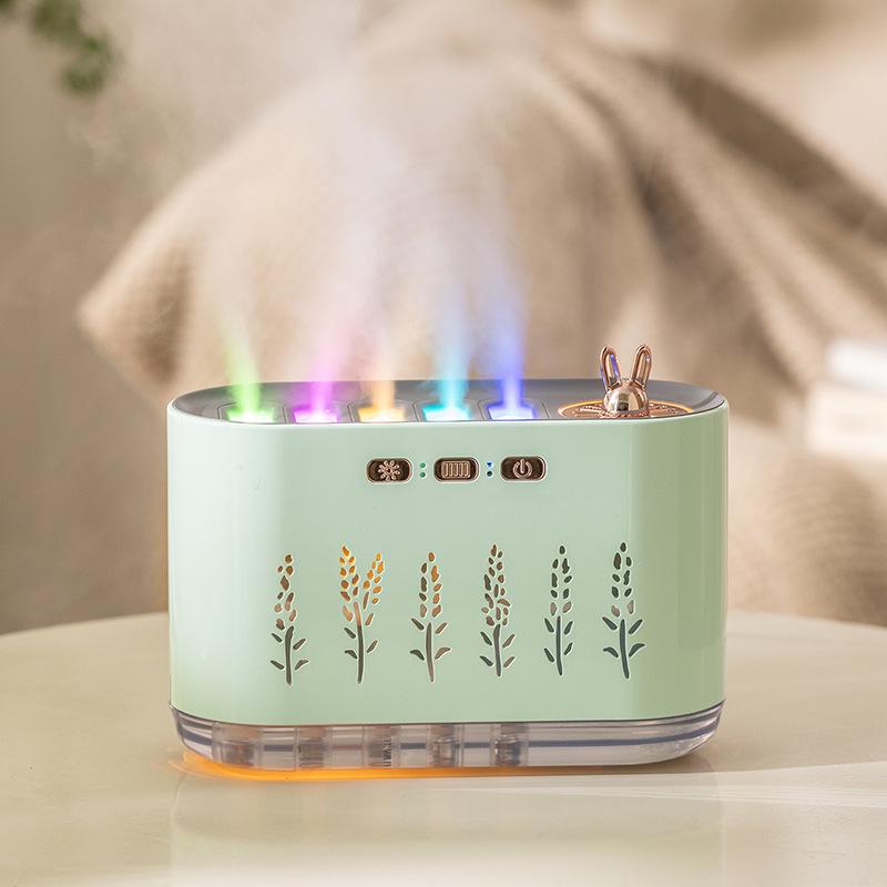 Silent Cross-Border Humidifier with Five-Hole Spray & Dynamic Seven-Color Aromatherapy
