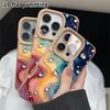 Phone Case: 2D flat lambskin suitable for iPhone 18, 17, 16, 15, 14, 13 Pro protective cases, neon waves, Christmas and Halloween gifts