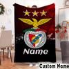 Custom Name Benfica Football Crest Throws Blanket Flannel Blankets for Couch Bed Gifts for Men Women Picnic blanket Christmas fan gifts