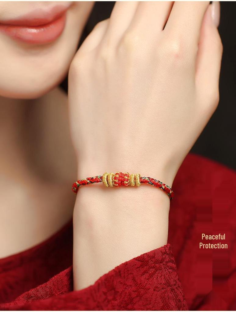 Браслет-оберег ручной работы «Год Дракона» по знаку зодиака - Унисекс веревка Бэньминнянь с Самантабхадрой