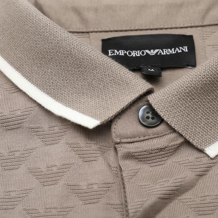 Emporio Armani Мужская текстурированная вязаная рубашка-поло с полосатой отделкой SS24 Рубашки-поло Серый 8N1FP0-1JHWZ-0650
