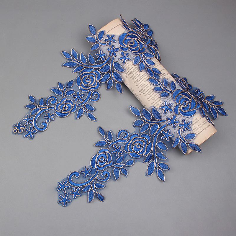 1 пара вышитых наклеек, аксессуары для одежды, кружево для отделки свадебного платья, 16*36 см, швейная аппликация