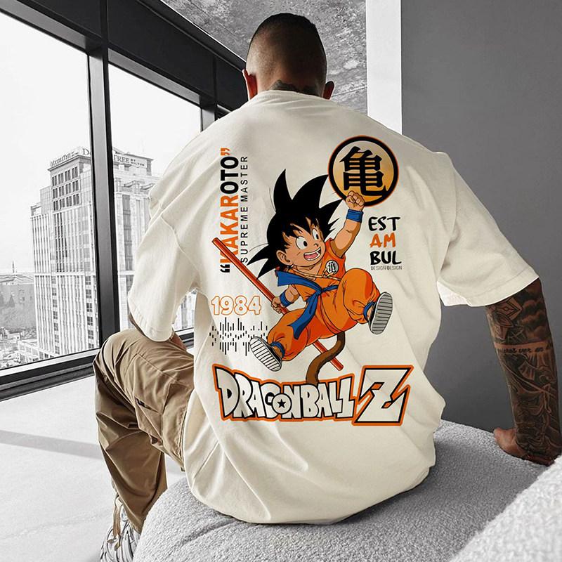 Summer Dragon Ball Z TShirt Men Kid Goku Kakaroto 1984 Retro Graphic Short Sleeve Oversized Streetwear Loose Fit Anime Fan Tee