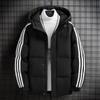 Autumn New Hooded Three-stripe Loose Cotton Coat for Couples, Trendy Korean Style Short Winter Cotton Jacket for Men