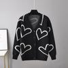 Autumn Winter Women Knitwear Sweater Love Short Cardigan For V Neck Long Sleeve Single Breasted Tops