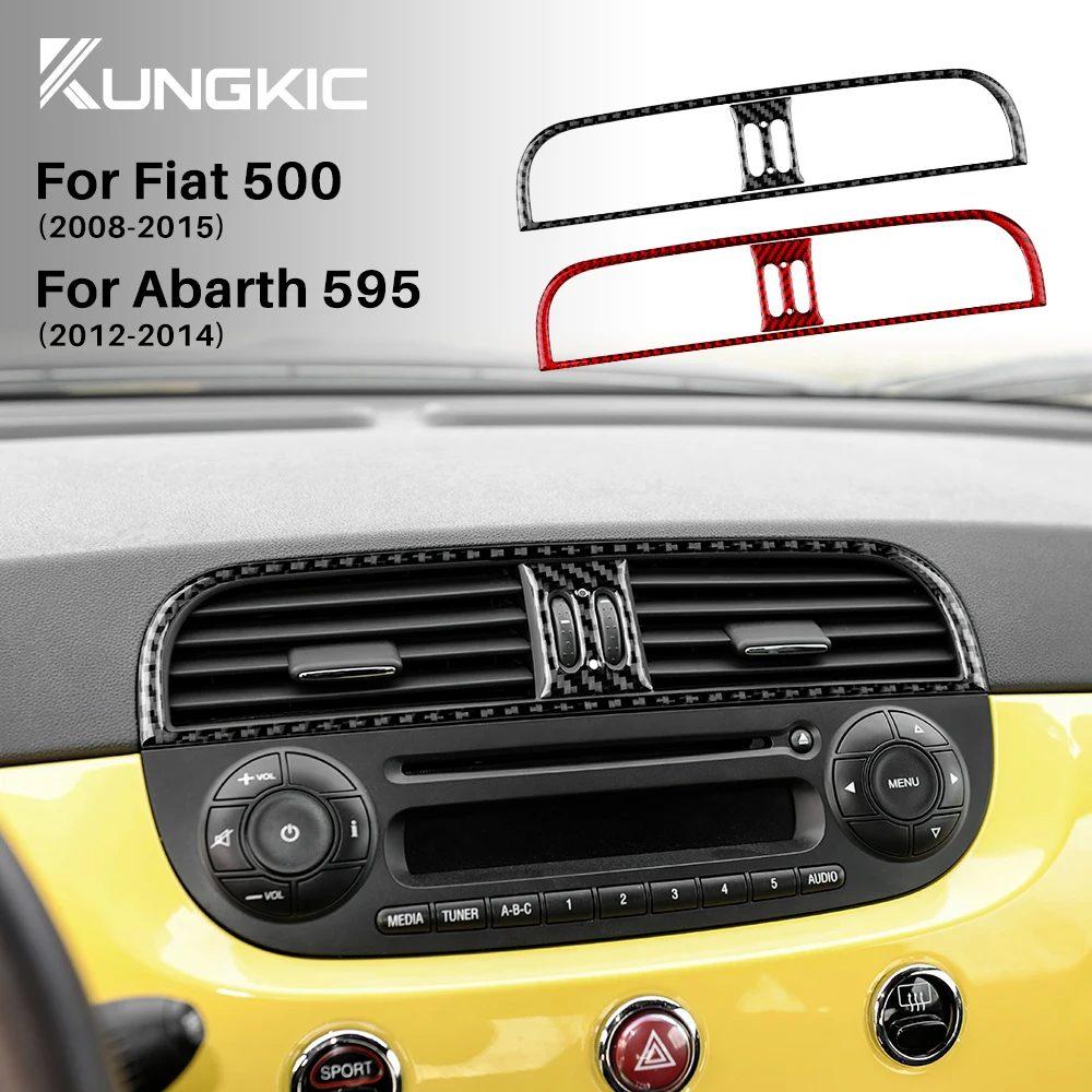 Real Soft Carbon Fiber Sticker For Fiat 500 2008 2009-2014 2015 For Fiat Abarth 595 2012 2013 2014 Car Center Console Air Outlet