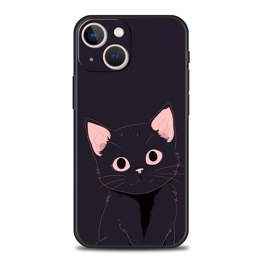 Милый Чехол для Телефона с Кошкой Для iPhone 16 13 15 14 12 11 Pro MAX XR X SE XS 7 8 Plus Мягкий ТПУ Чехол-Оболочка