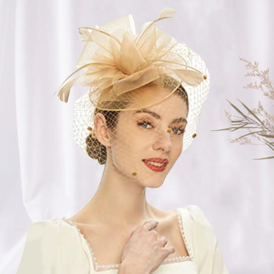 Fascinator Hat Sheer Mesh Large Flower Veil Retro Elegant Photo Prop Hair Accessory Women Wedding Cocktail Tea Party Bridal Cap Party Wear
