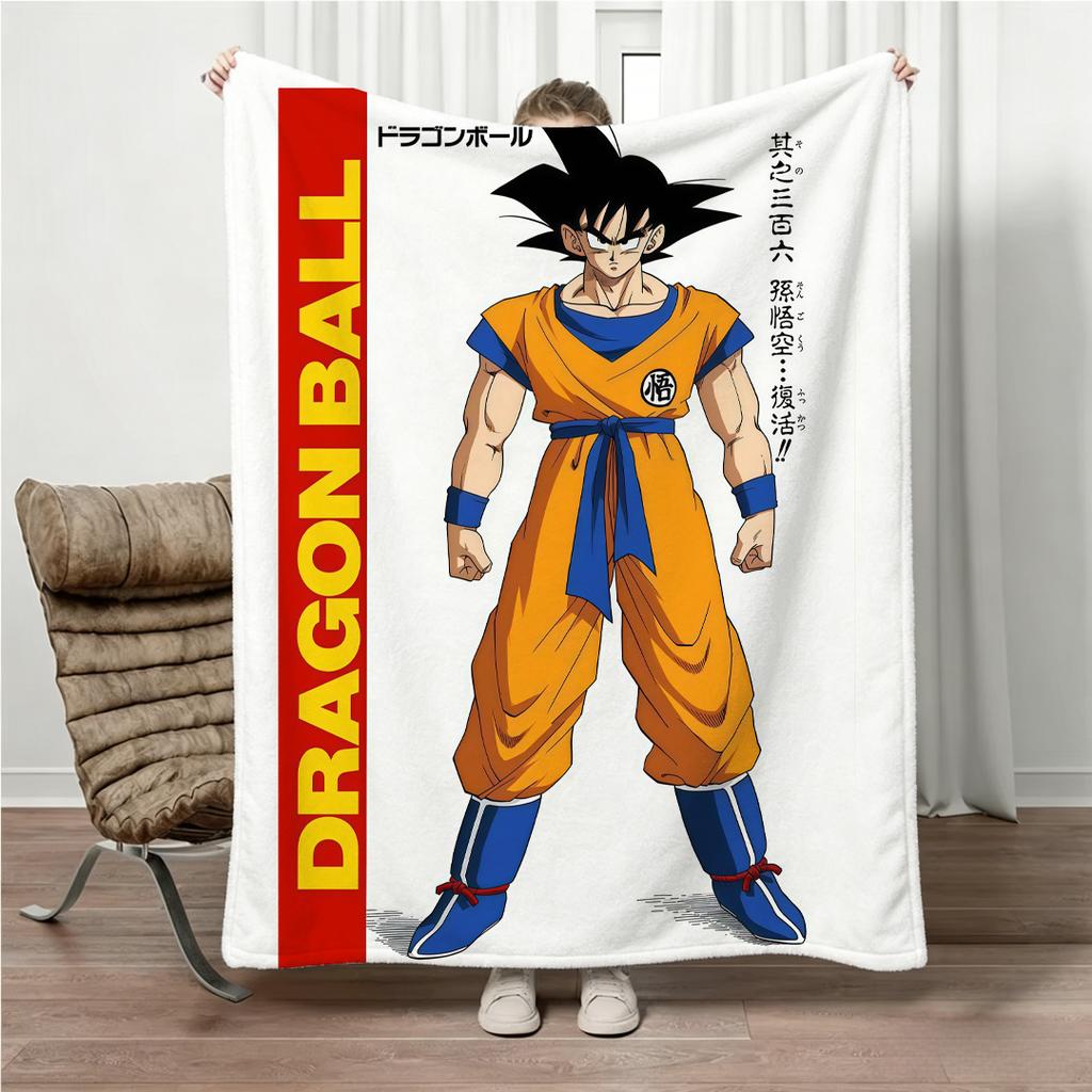 Ретро Одеяло со Сценой из Комикса Dragon Ball Всесезонное Уютное Семейное Одеяло для Родителей и Детей Легкое Плюшевое Теплое Одеяло для Спальни Дивана