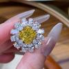 Golden Zircon Princess Fang Netizens Live New Product Full Diamond High Grade Temperament Open Ring Female Ornament