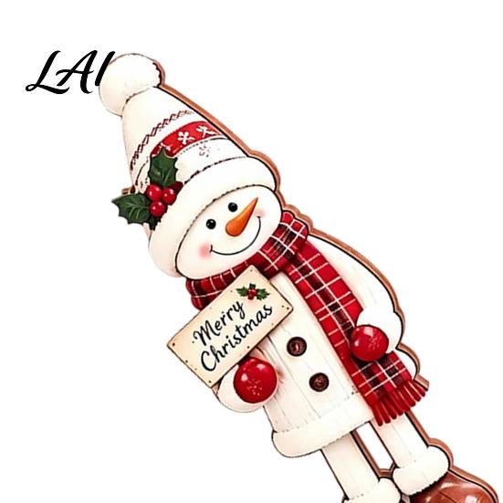 Festive Home Decorations Wooden Christmas Table Sign Santa Claus Elk Snowman Tabletop Decoration Desktop Holiday Party Centerpiece for Office Shelf