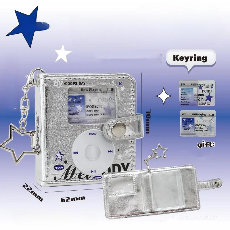 Mini American 2 Inch Photocard Ablum Collection Keychain Sliver Black Kpop ID Card Holder Cute Family Friend Card Organizer