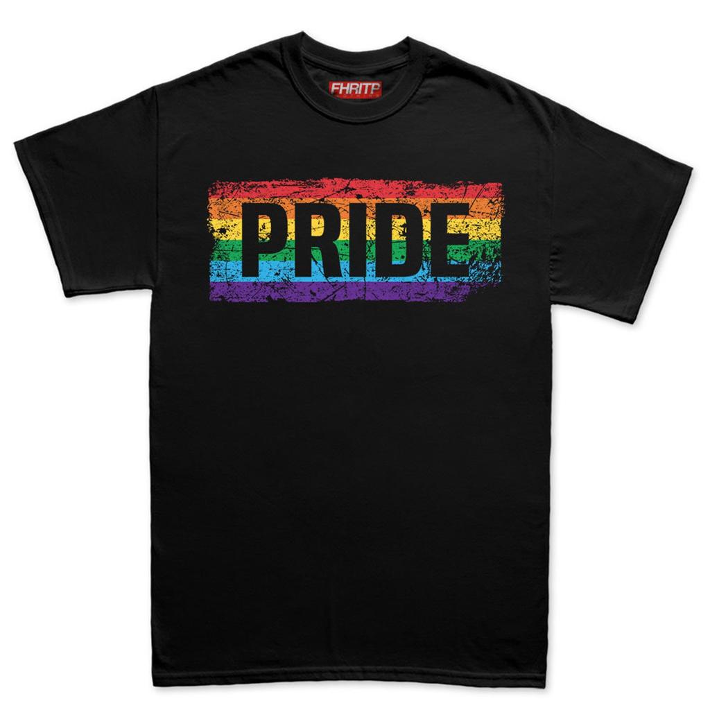 Mens PRIDE Rainbow Flag LGBT+ Gay Lesbian Trans Support T-Shirt Tee Top T-Shirt