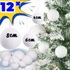 6/12Pcs White Christmas Ball Round Foam Balls Xmas Tree Hanging Ornaments Home Wedding Party Festival Decoration Globe Supplies