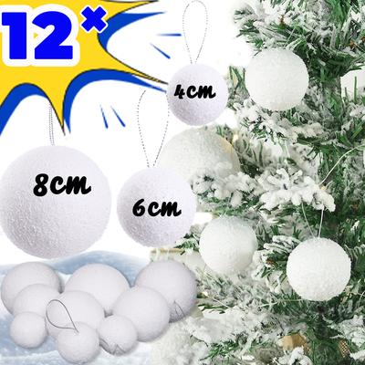 6/12 шт. Белые Рождественские Шары Круглые Пенопластовые Шары Рождественская Елка Подвесные Украшения Для Дома Свадебная Вечеринка Фестиваль Украшения Глобусы Принадлежности