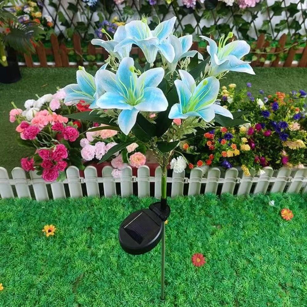 7 Heads Solar Lily Light Solar-Powered Garden Pathway Light New Outdoor Solar Lamp  Home Garden