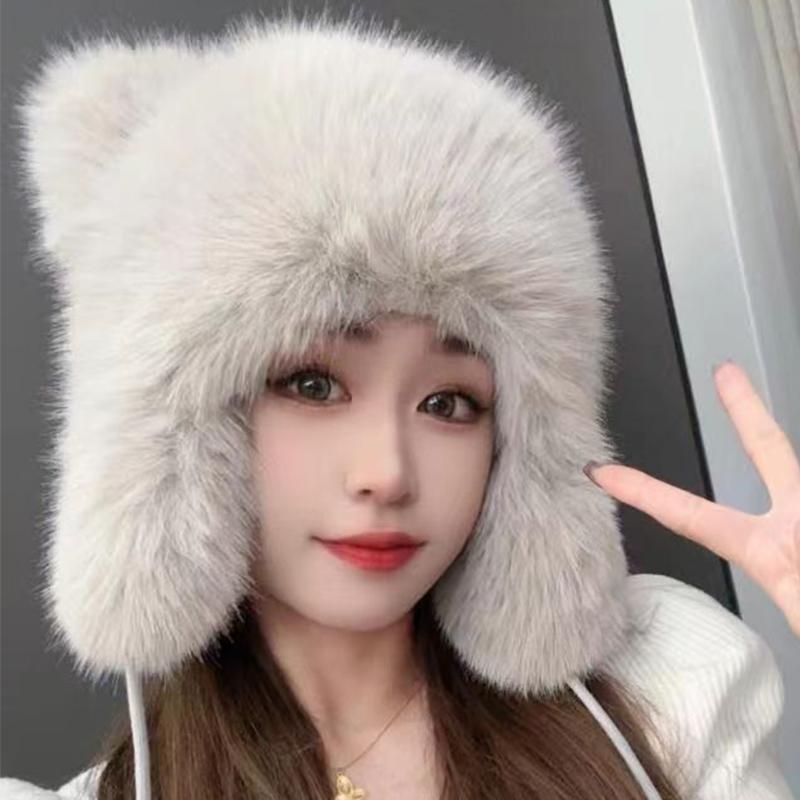 Women Little Raccoon Thickened Warm Windproof And Cold Tail Imitation Fox Fur Fur Hat