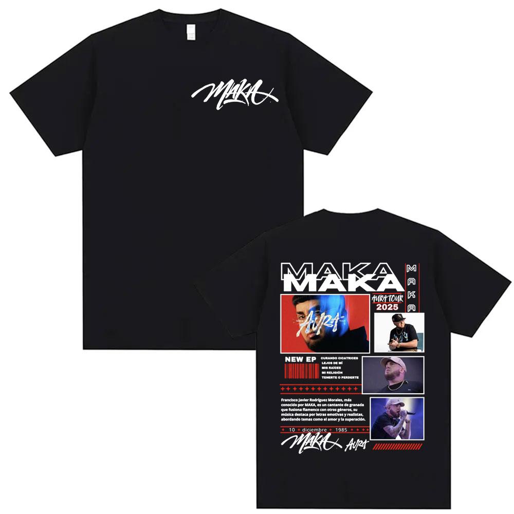 Rapper Maka Aura Tour Album 2025 T Shirts for Unisex Women Vintage Style Harajuku Street Tshirt Casual High Quality Cotton T Shirt