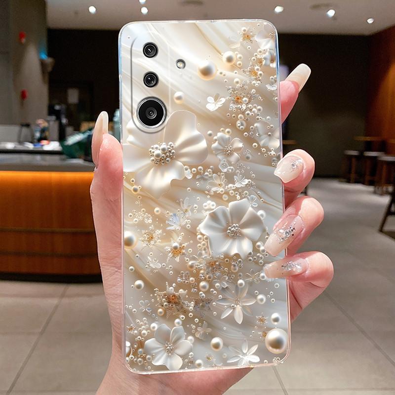 Phone Case For Samsung Galaxy M36 F36 5G Soft Transparent Silicone Flexible TPU Clear Cover Luxury Fashion Butterfly Flower Case
