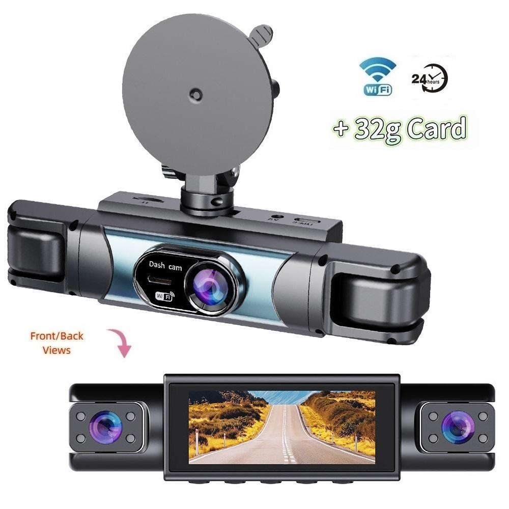 4-канальная 360° видеорегистратор, FHD 1080P, приложение WiFi, 4 объектива камеры, видеорегистратор для автомобилей с камерой заднего вида