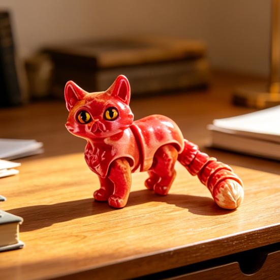 3D-печатная фигурка кошки с подвижными суставами Фигурка котенка Снятие стресса Артикулируемая фигурка животного Игрушка-фиджет Настольное украшение Орнамент Подарки на вечеринку