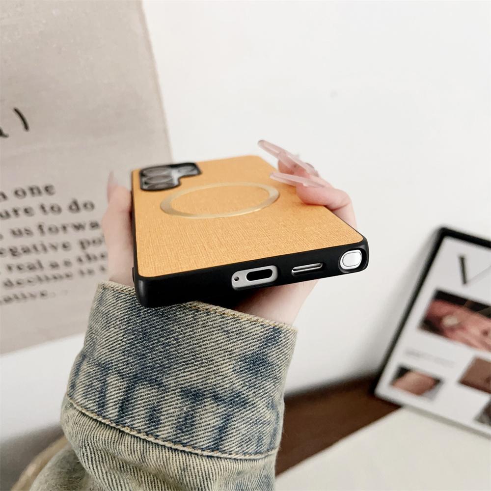 for Magsafe Fabric Cloth Case for Samsung Galaxy S25 S23 Ultra S24 FE S22 S21 Plus A16 A36 Magnetic Solid Color Ultra Thin Cover