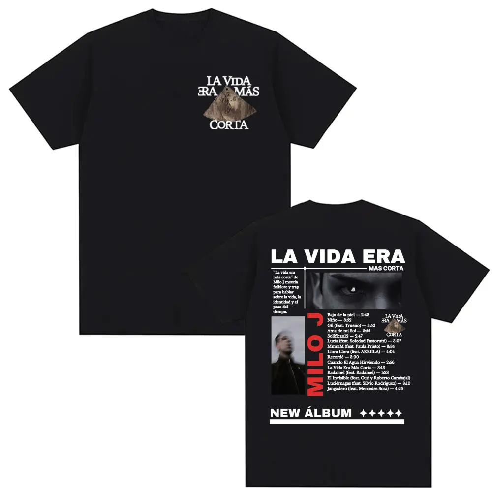 Rapper Milo J La Vida Era Mas Corta New Album Tour Graphic Tee Shirt Unisex Women Harajuku Hip Hop Short Sleeve Tshirts Streetwear