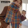 Luxury Plaid Scarf Winter Warm Cashmere Women Long Pashmina Foulard Female Scarves Lady Tassel Shawl Wraps