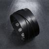 Men Bracelet Faux Leather Solid Color Smooth Punk Style Button Closure Lightweight Individual Cross Strap Men Accessory