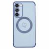 For Samsung Galaxy S23 Case Compatible with MagSafe Electroplated TPU Phone Cover Hollow Love Hearts