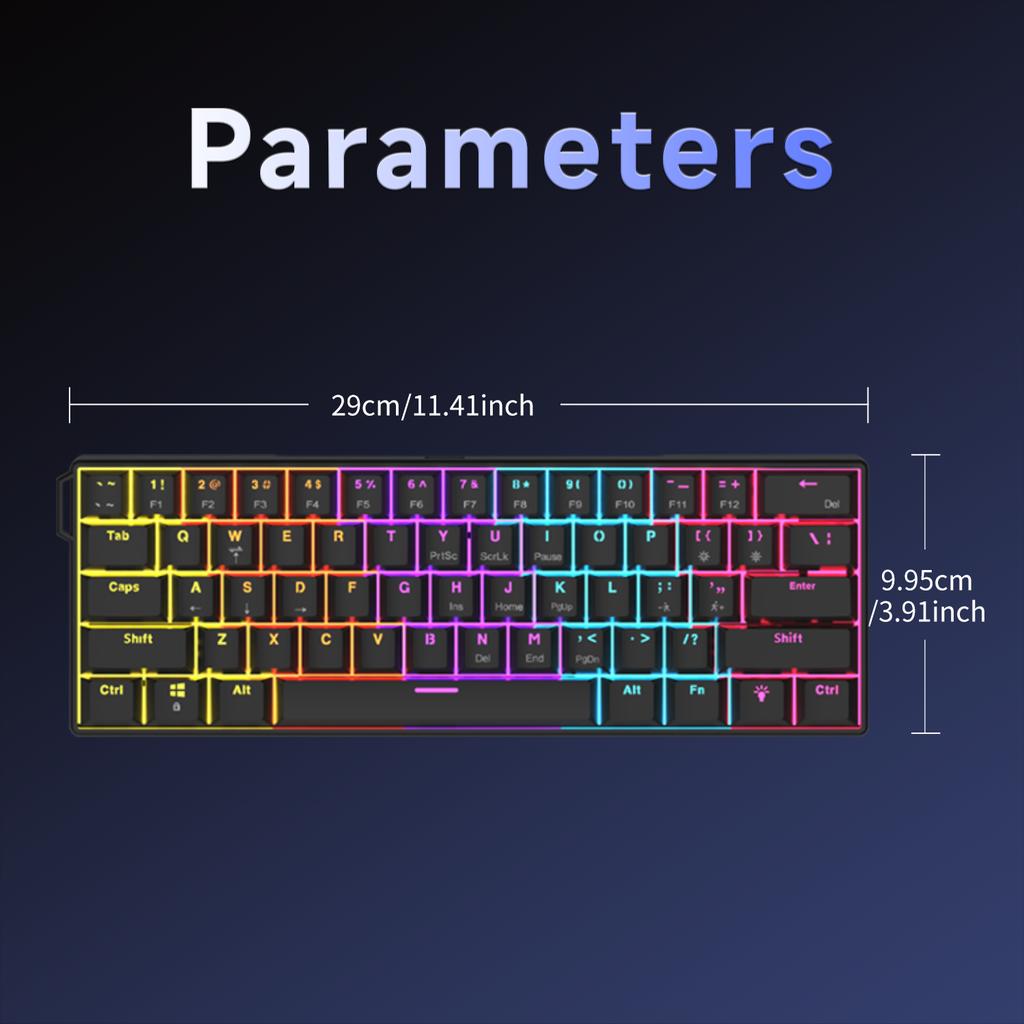 AJAZZ NK61 Проводная игровая механическая клавиатура 60% RGB - Сменные 61 клавиша Красный переключатель Мини-клавиатура для игрового ПК