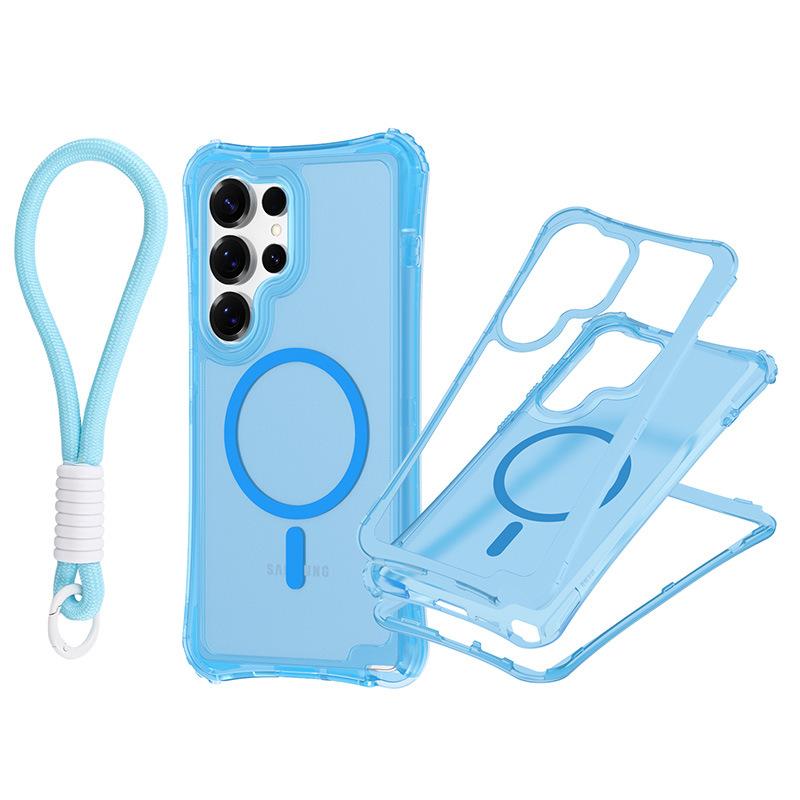 Магнитный чехол-накладка три-в-одном для мобильного телефона Samsung S25 ULTRA с ремешком, приятный на ощупь