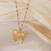 Fantastic Crystal Gold-Color Butterfly Necklace for Women Rhinestone Symmetrical Pendant Accessories Party Jewelry Gifts