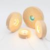 Round Solid Wood Luminous Base LED Light DIY USB Plug-in Night Light Crystal Ball Aromatherapy Bedroom Lamp Holder