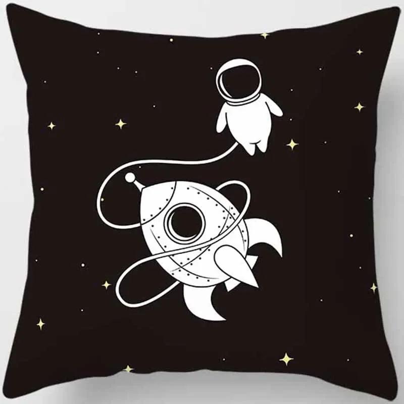 Cartoon Humor Astronaut Print Square Pillowcase Home Decor Car Sofa Cushion Cover