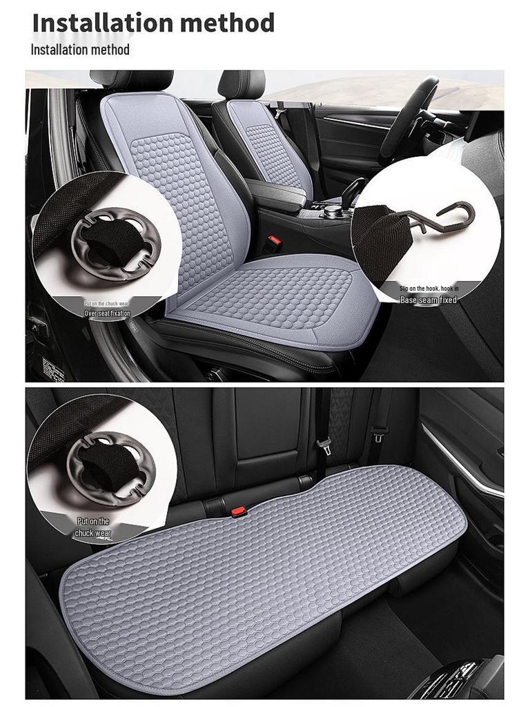 Linen Car Seat Cushion with Backrest for All Seasons