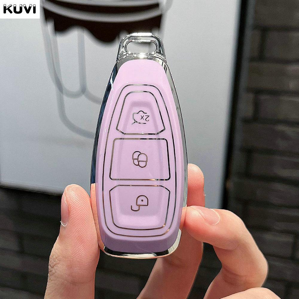 Модный чехол-брелок из ТПУ для умного ключа автомобиля, корпус, подходит для Ford Focus 3 4 Mondeo Mk3 Mk4 Fiesta Ecosport Kuga St C-Max B-Max, защитный чехол для пульта