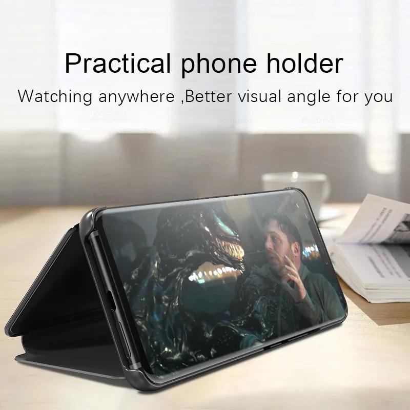 Clear Mirror Flip Leather Mirror Phone Case For Xiaomi Redmi Note 13 Note13 Pro Plus 13C K70E Poco X6 Pro 5G 4G Shockproof Stand Holder Full Cover