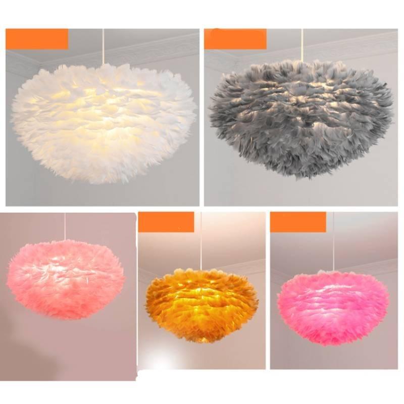 Feather Ceiling White Pendant Light Shade Modern Chandelier Lampshade Floor Lamp